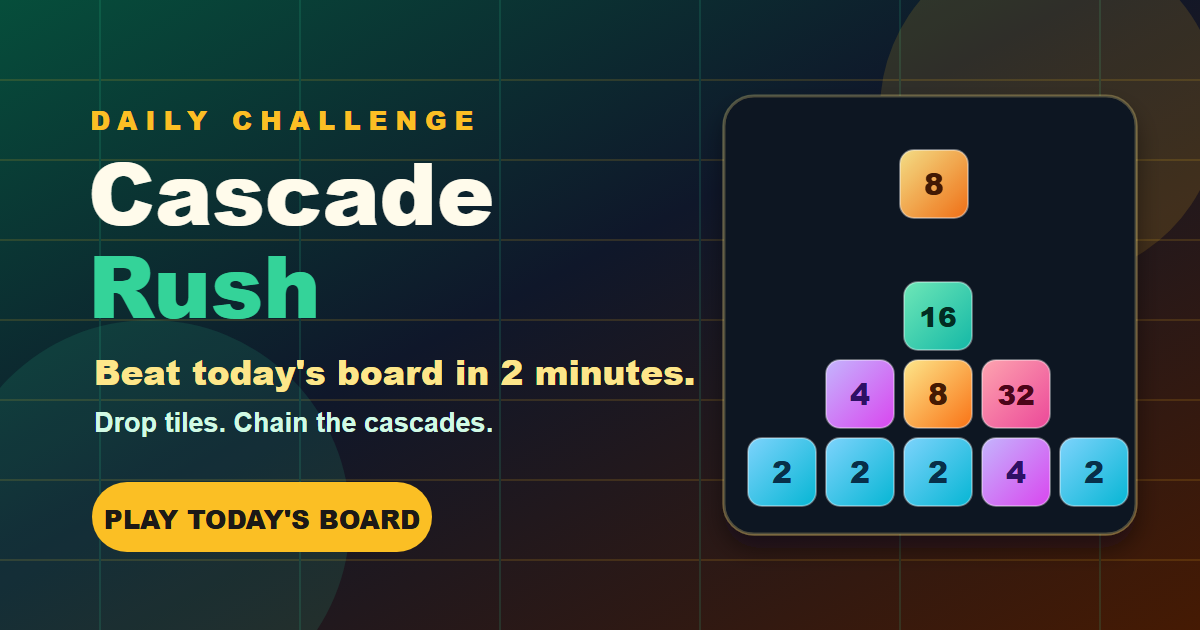 Cascade Rush — free daily drop & merge puzzle